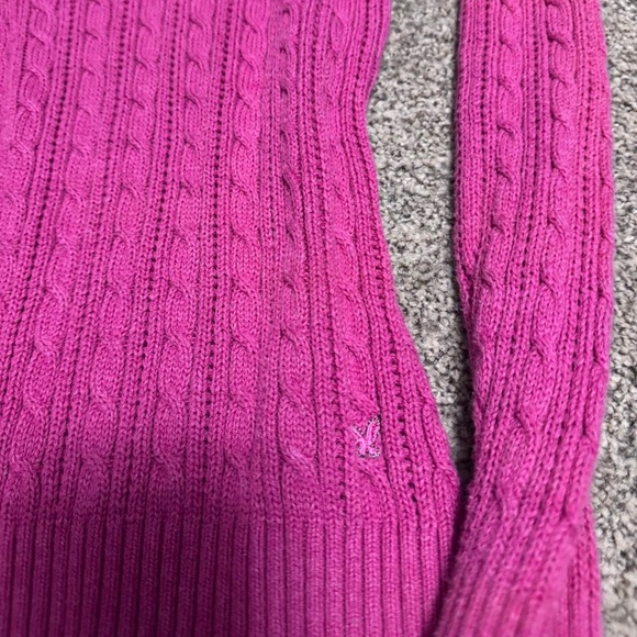 American Eagle Y2K Pink Cable Knit V-Neck Sweater - Picture 4 of 5
